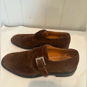 Salvatore Ferragamo sz 8.5 men’s brown suede leather monk strap shoes